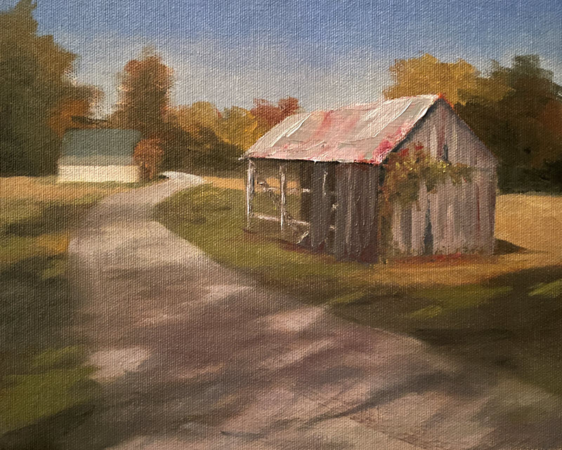 Barn at Blue Creek, an oil painting by Doug Welsh